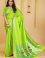Lemon Green Color Embellished Paithani Silk Sarees