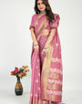 Pink Color Pure Linen Silk Saree-Party wear Collection