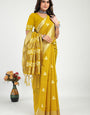 Yellow Color Pure Linen Silk Saree-Party wear Collection
