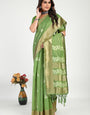 Pista Green Color Pure Linen Silk Saree-Party wear Collection