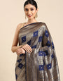 Navy Blue Color Soft silk Banarasi saree woven design
