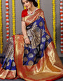 Navy blue Color Zari Woven Banarasi Sarees and Designer Weaving Work