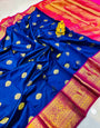 Navy Blue Toned Floral Zari Art Silk Kanchipuram Saree