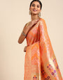 Orange Toned Pure Bandhani Silk Saree With Meenakri Work and Designer Pallu and Blouse