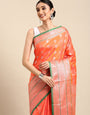 Orange Traditional silk sarees for sale