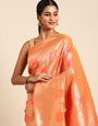 Orange Color Soft silk Banarasi saree woven design