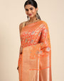 Orenge Color Pure Banarasi Silk Sarees And Meenakari Weaving Work With Blouse Pis.