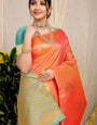 Orange Toned Ethnic Motif New Look Woven Design Zari Kanjeevaram Saree