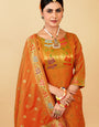 Orange Color Daily Wear dress material for suits in Paithani Style