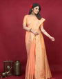 Orange Color Handwoven Linen Silk Saree