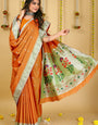 Orange Color Traditional Paithani Silk Sarees