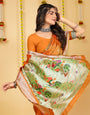 Orange Color Embellished Paithani Silk Sarees