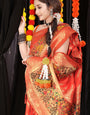 Orange Color Traditional Banarasi Silk Sarees