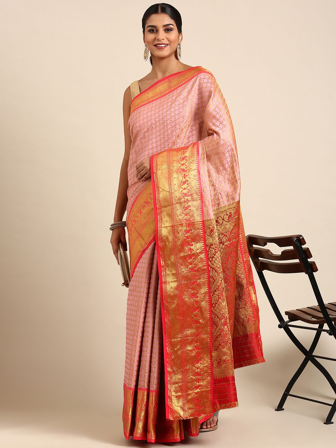 Peach Color South Pattu Silk Saree-Special South Festivel Collection