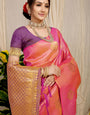 Peach Toned Ethnic Motif New Look Woven Design Zari Kanjeevaram Saree