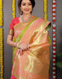 Pista green Color Zari Woven Banarasi Sarees and Designer Weaving Work