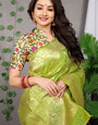 pista green allover zari weaving designe new paithani saree for woman