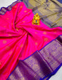 Pink Toned Floral Zari Art Silk Kanchipuram Saree