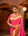 pink color muniya boder paithani for woman