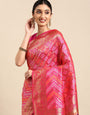 Pink Toned Pure Bandhani Silk Saree With Meenakri Work and Designer Pallu and Blouse