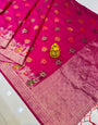 Pink Ethnic Motifs Zari Organza Banarasi Sarees