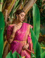 Pink Toned Traditional Kanjivaram Silk Saree and Gold Zari Weaving Work
