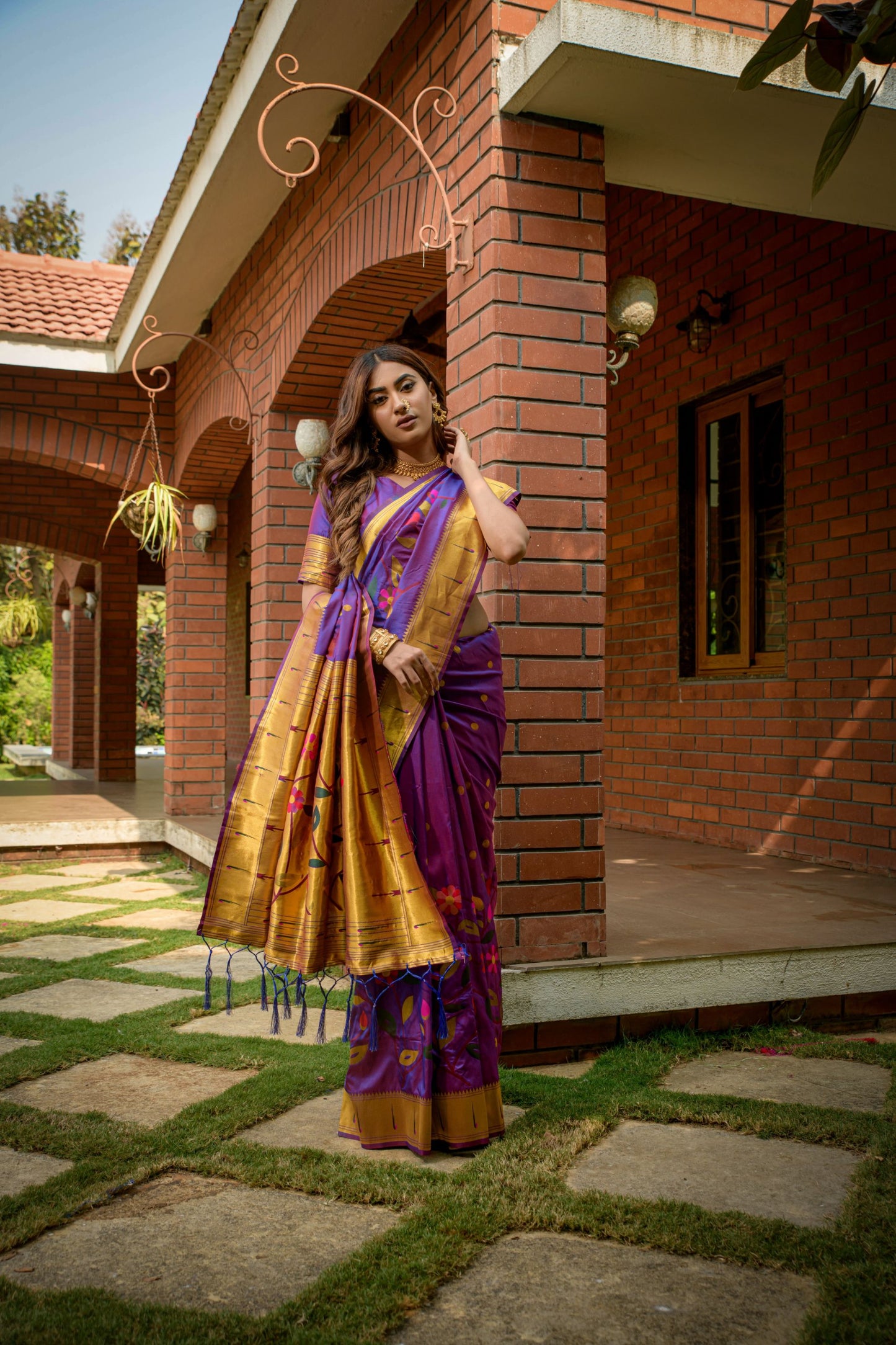 Purple Best Looking Paithani Allover Zari Work Paithani Saree