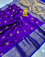 Purple Toned Floral Zari Art Silk Kanchipuram Saree