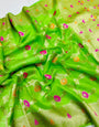 Pista Green Color Traditional Organza Sarees and meenakari Design
