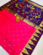 Pink Color Handloom Traditional Paithani Silk Sarees