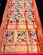 Pink Toned Bridal Pure Paithani Silk Sarees and meenakari work Design