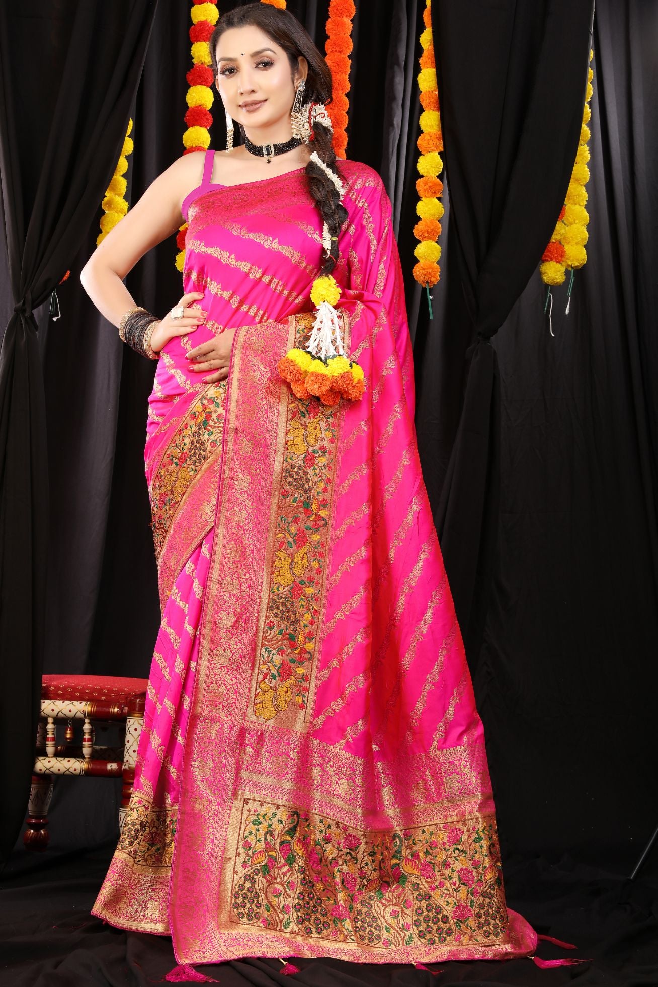 Pink Color Traditional Banarasi Silk Sarees