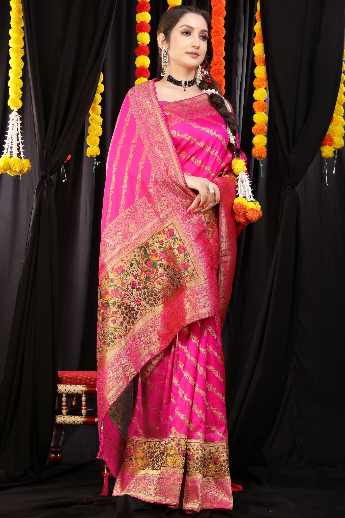 Pink Color Traditional Banarasi Silk Sarees