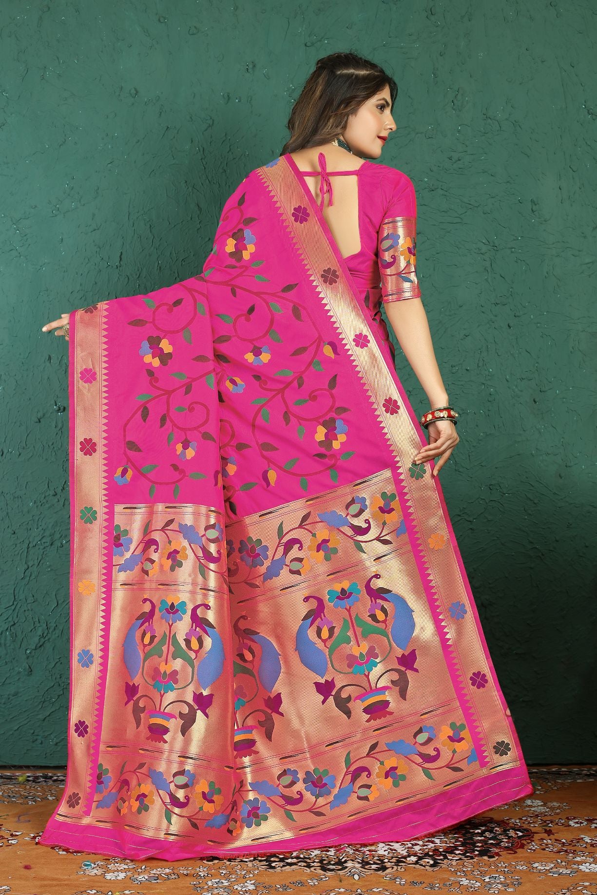 Pink Color Rich Pure Paithani Silk Sarees