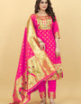 Pink Color latest fashion suits in india suits in Paithani Style