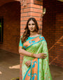 Pista Green Toned Embellished Paithani Silk Sarees
