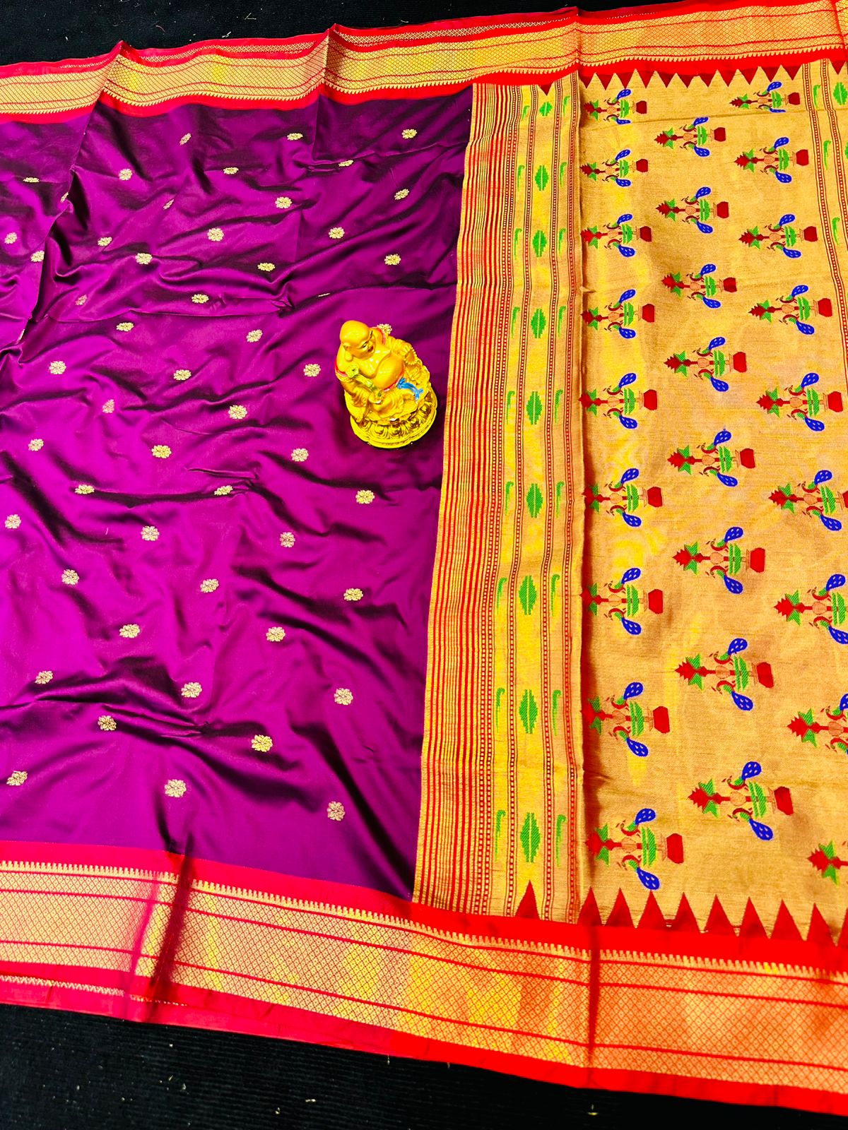 Wine Color Woven Design Zari Silk Blend Paithani Saree