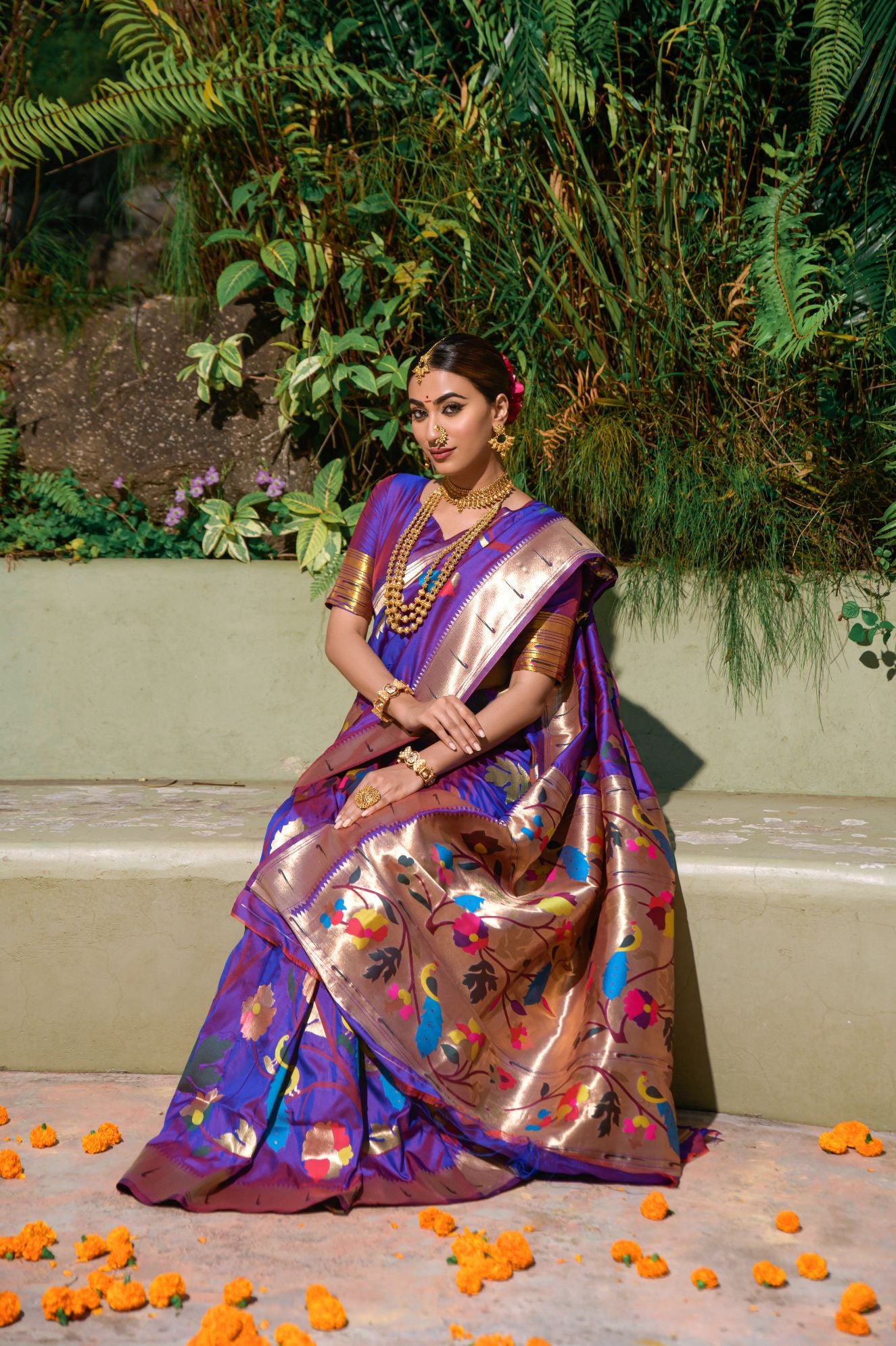 Purple Toned Artistic Pure Paithani Silk Sarees