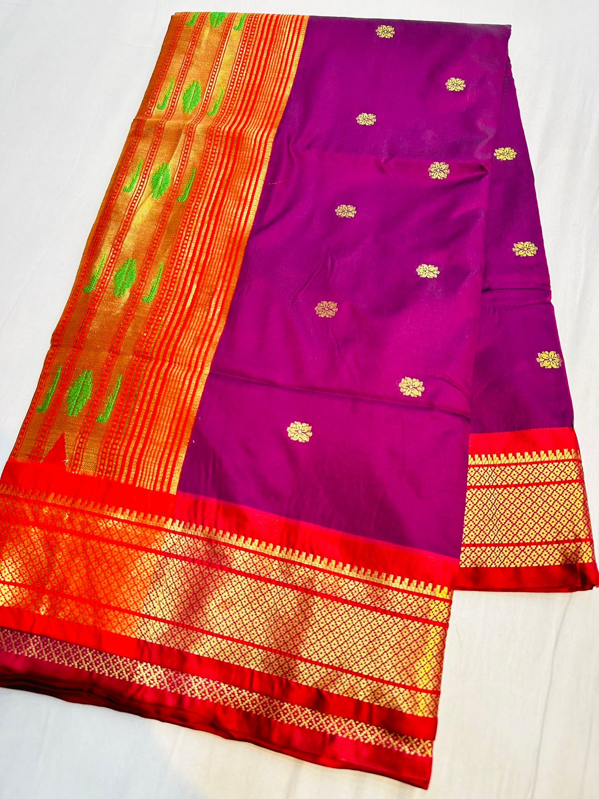 Wine Color Woven Design Zari Silk Blend Paithani Saree