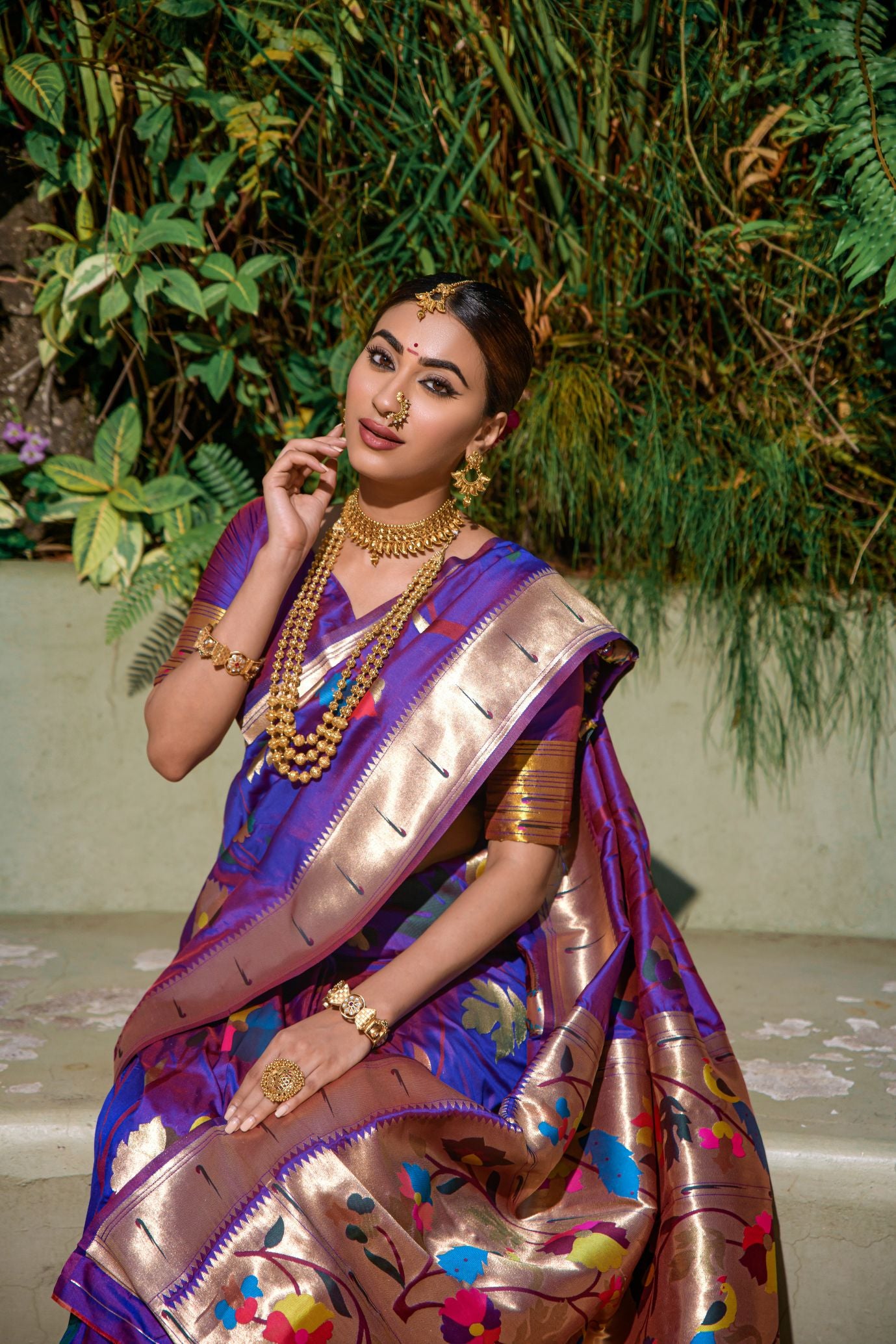 Purple Toned Artistic Pure Paithani Silk Sarees