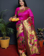 Pink Woven Design Zari Paithani Sarees