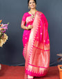 Pink color party wear banarasi silk saree