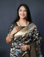 Black Color Beautiful Meenakari Work Designer Banarasi Silk Saree and Blouse Pis