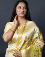 White color Bollywood look Beautiful Banarasi saree With designer Blouse and Pallu