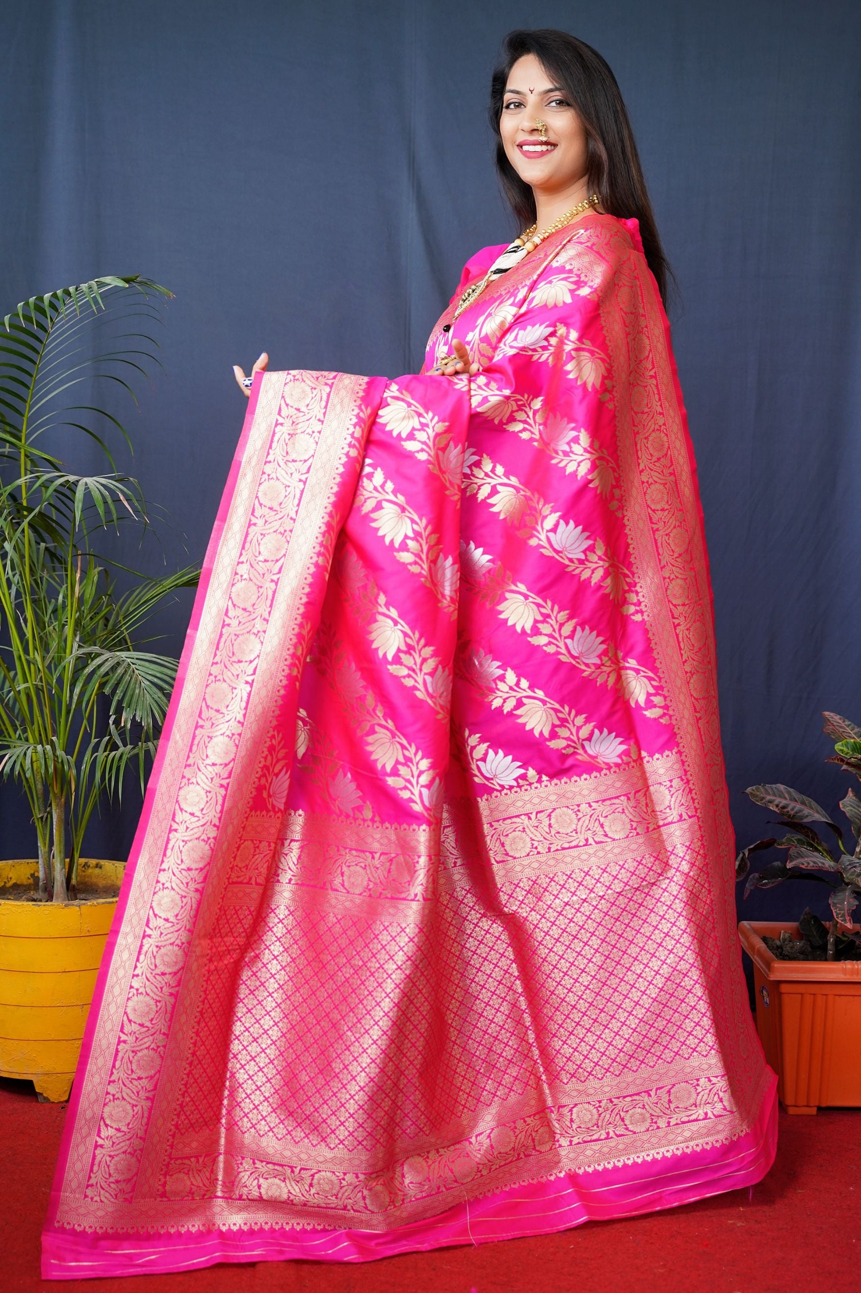 Pink Banarasi Leriya saree Classic Elegance for Every Occasion