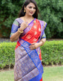 Red color pattu kanchipuram silk saree looking beautiful