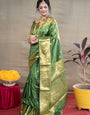 Perrot green Pure Paithani silk Gold Zari Weaving work beautiful saree and blouse