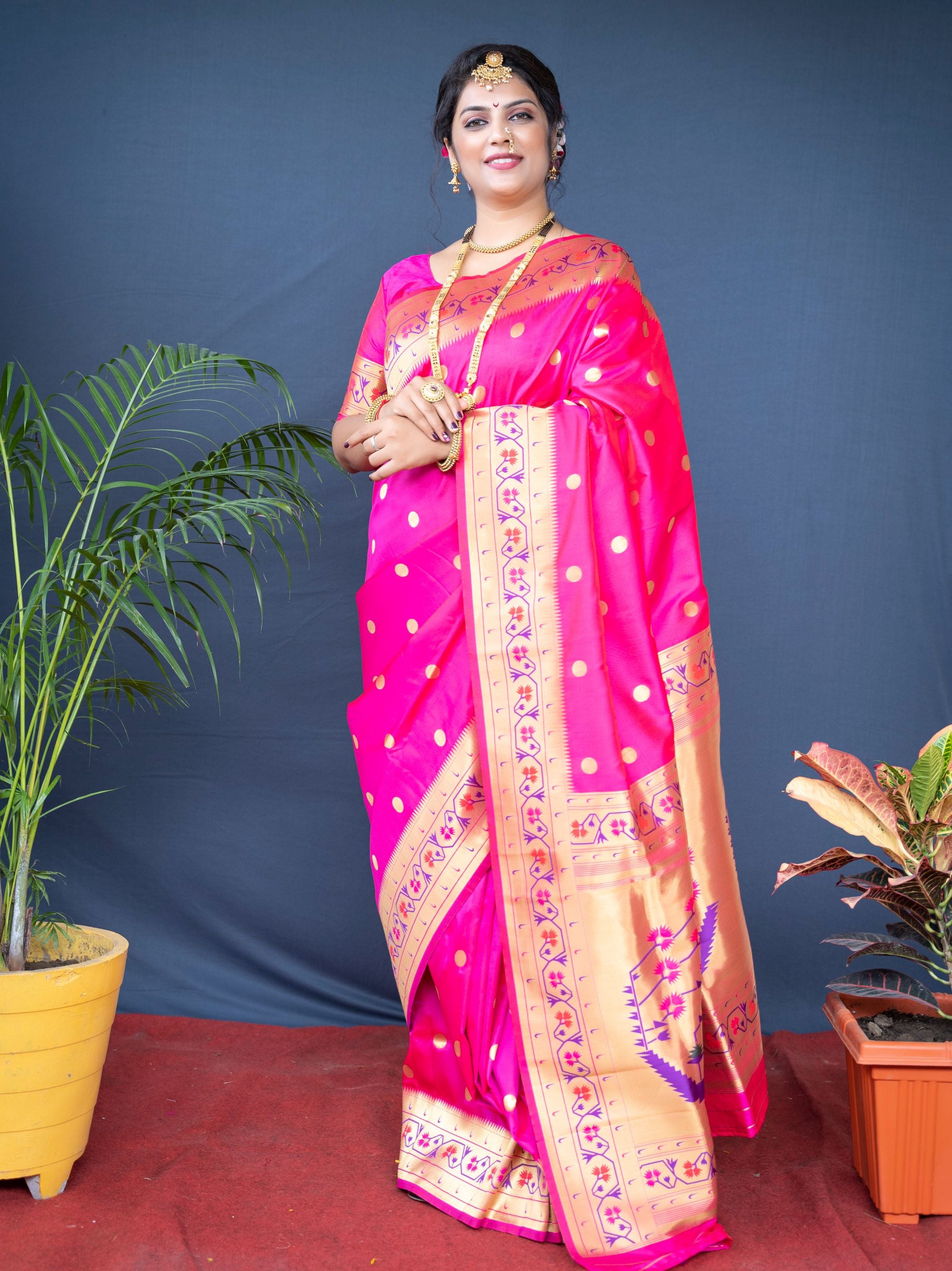 Black Color Pure Paithani Silk Saree With Glod Zari Weaving Designer Bodar and Pallu