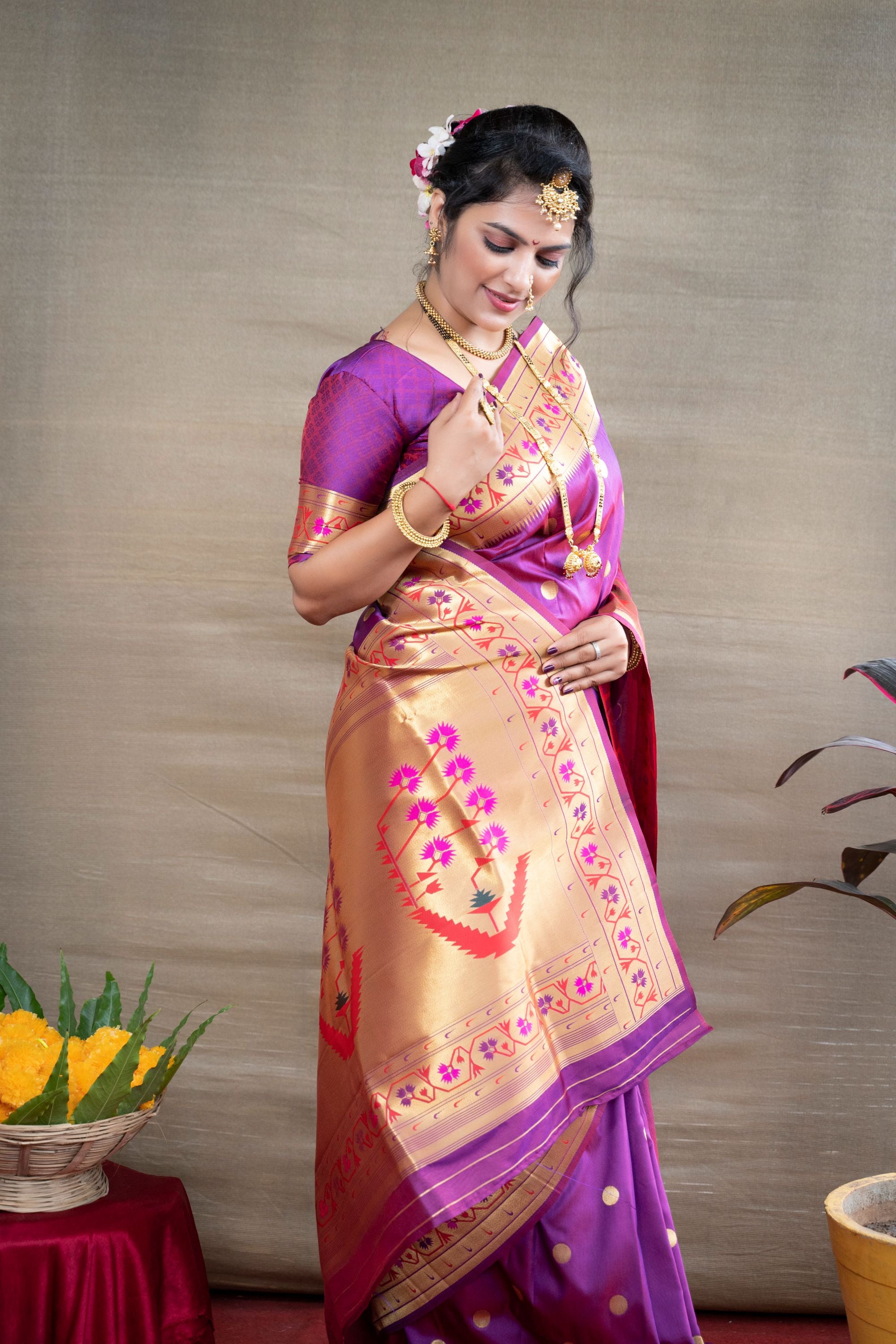 Attractive Cream And Wine Color Silk Online Saree In Low Rate –  TheDesignerSaree