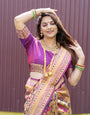 Wine color bollywood saree with allover zari work